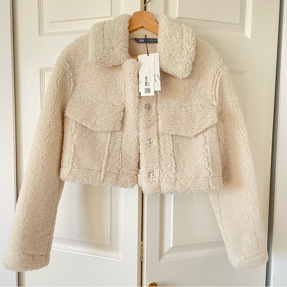 Zara Sherpa Cropped Jacket - Picture 2 of 6